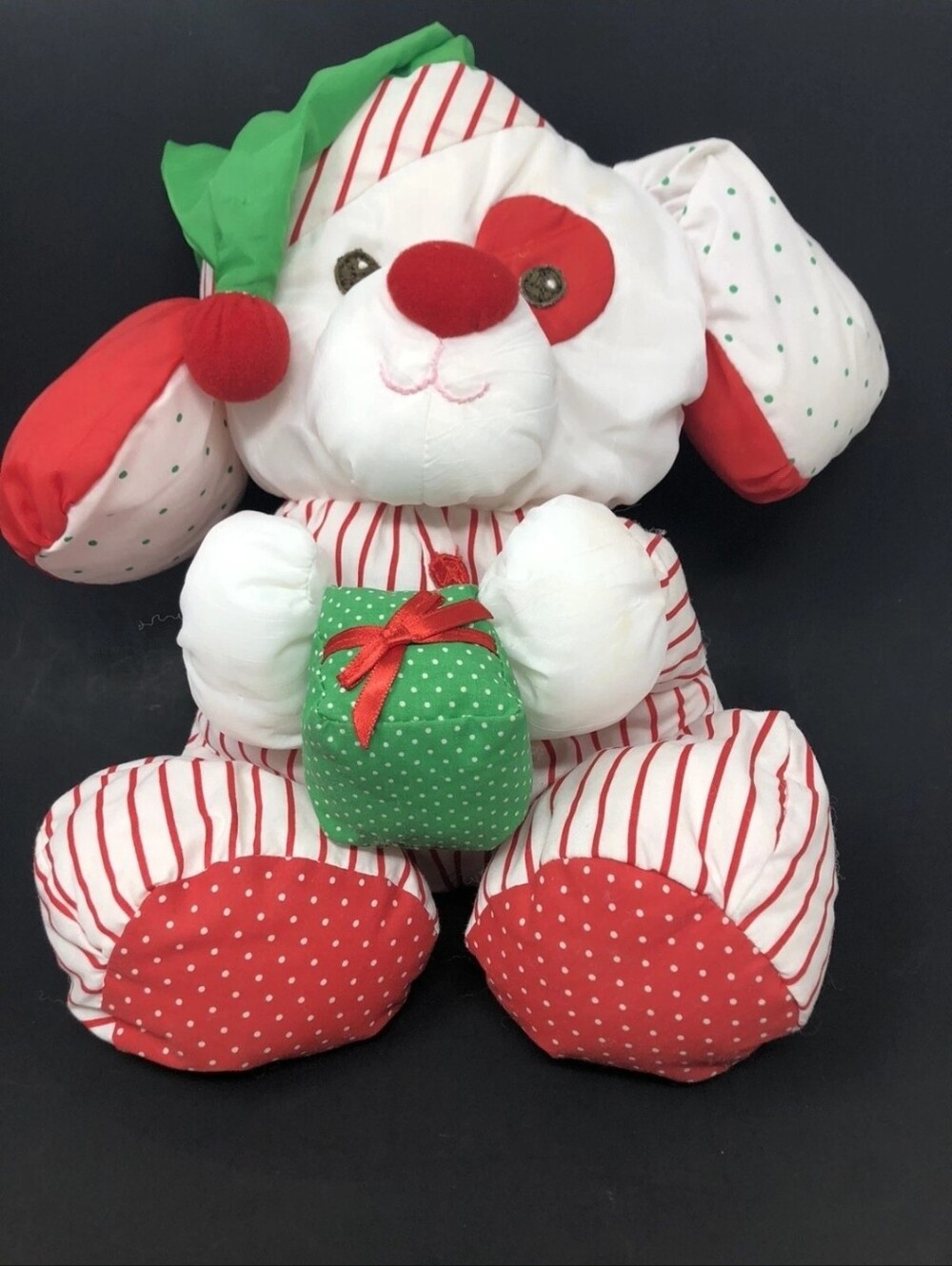 Vintage Fisher Price 1991 Plush Puppy Christmas Dog Toy Multicolored